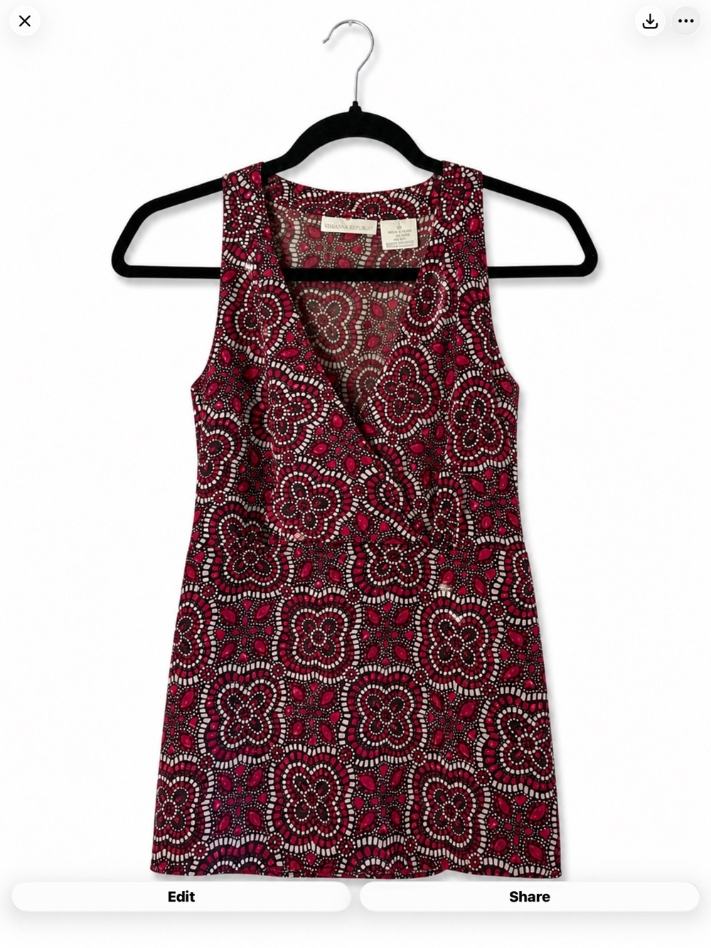 Worthington Geometric Mosaic Print Sleeveless Halter Blouse Size 16